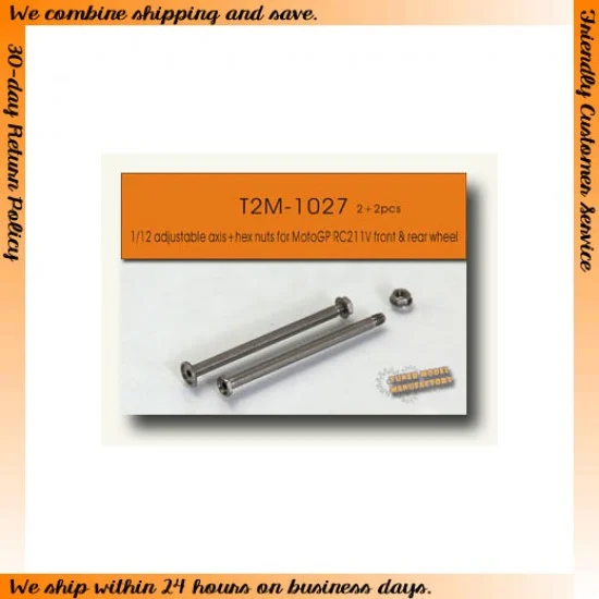 T2M 1027 1/12 Adjustable Alxes&Hex Nuts w/Flange for RC211V Front and Rear Wheels - Model Motorcycles