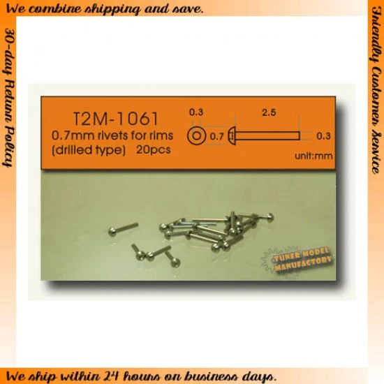 T2M 1061 0.7mm Rivets for Rims (Drilled Type) - Model Cars