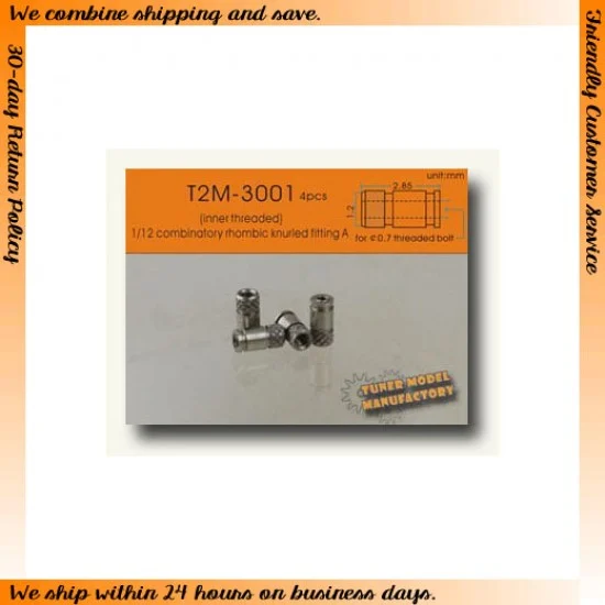 T2M 3001 2.85mm MotoGp Rhombic Knurled Fitting A (inner threaded)(4pcs) - Model Cars