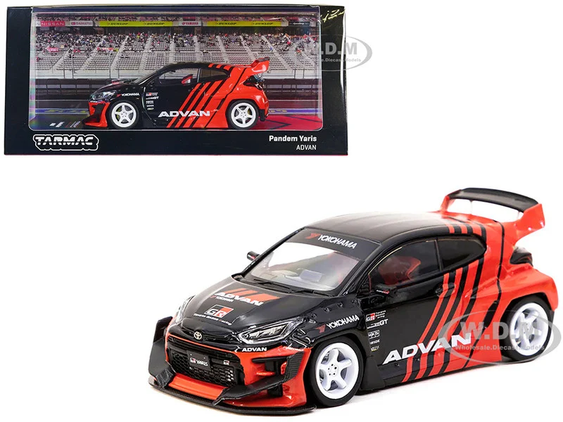 Toyota "Pandem" Yaris RHD (Right Hand Drive) Black and Red "ADVAN" Livery "Hobby43" Series 1/43 Diecast Model Car by Tarmac Works - Toyota Models