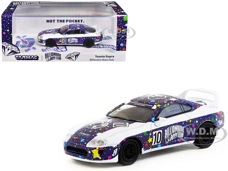 Toyota Supra RHD (Right Hand Drive) #10 "Billionaire Boys Club" Purple and White with Graphics "Hobby64" Series 1/64 Diecast Model Car by Tarmac Works - Toyota Models