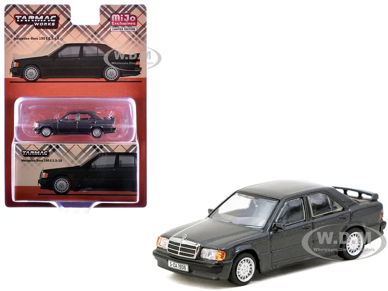 Mercedes-Benz 190 E 2.3-16 Blue-Black Metallic "Global64" Series 1/64 Diecast Model by Tarmac Works