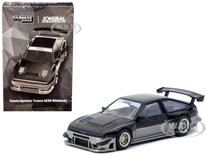 Toyota Sprinter Trueno AE86 Widebody RHD (Right Hand Drive) "Jonsibal Designworks" Black and Gray Metallic "Global64" Series 1/64 Diecast Model by Tarmac Works - Toyota Models