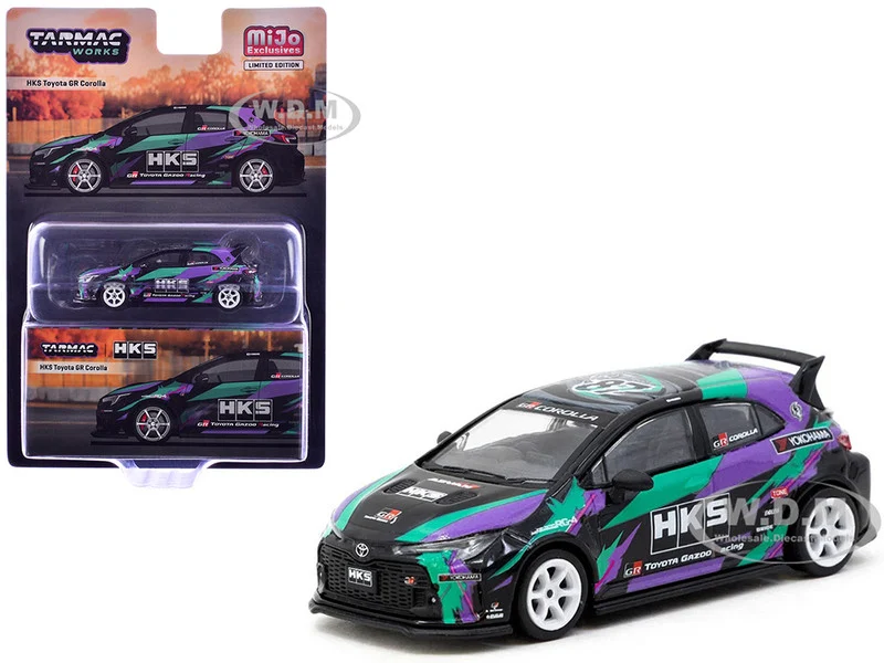 Toyota GR Corolla RHD (Right Hand Drive) "HKS" Black with Graphics "Global64" Series 1/64 Diecast Model by Tarmac Works - Toyota Models