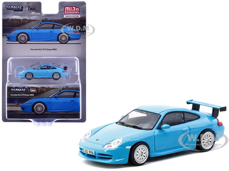 Porsche 911 GT3 (996) Light Blue "Global64" Series 1/64 Diecast Model by Tarmac Works - Porsche Models