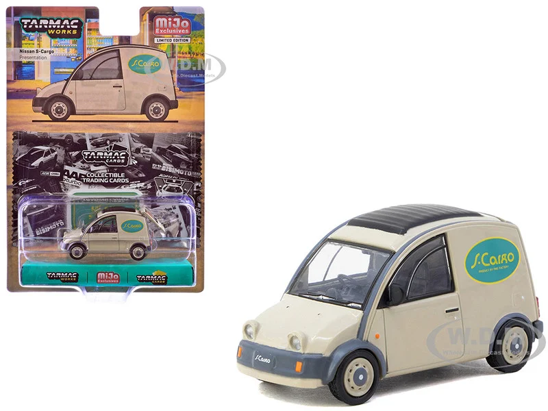 Nissan S-Cargo Van RHD (Right Hand Drive) "Presentation" Beige with Tarmac Cards "Global64" Series 1/64 Diecast Model by Tarmac Works