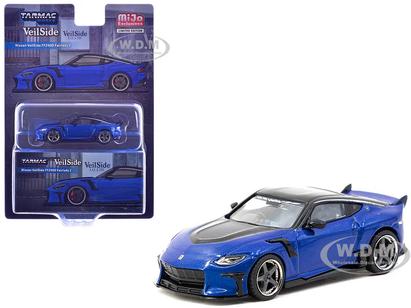 Nissan VeilSide FFZ400 Fairlady Z RHD (Right Hand Drive) Blue Metallic with Black Top "Global64" Series 1/64 Diecast Model by Tarmac Works - Nissan Models