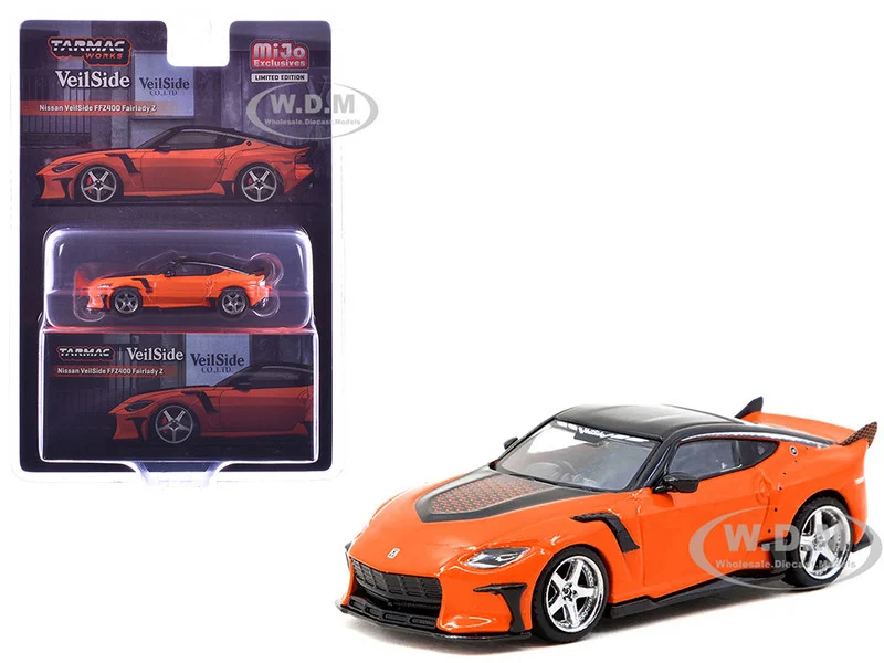 Nissan VeilSide FFZ400 Fairlady Z RHD (Right Hand Drive) Orange with Black Top "Global64" Series 1/64 Diecast Model by Tarmac Works - Nissan Models