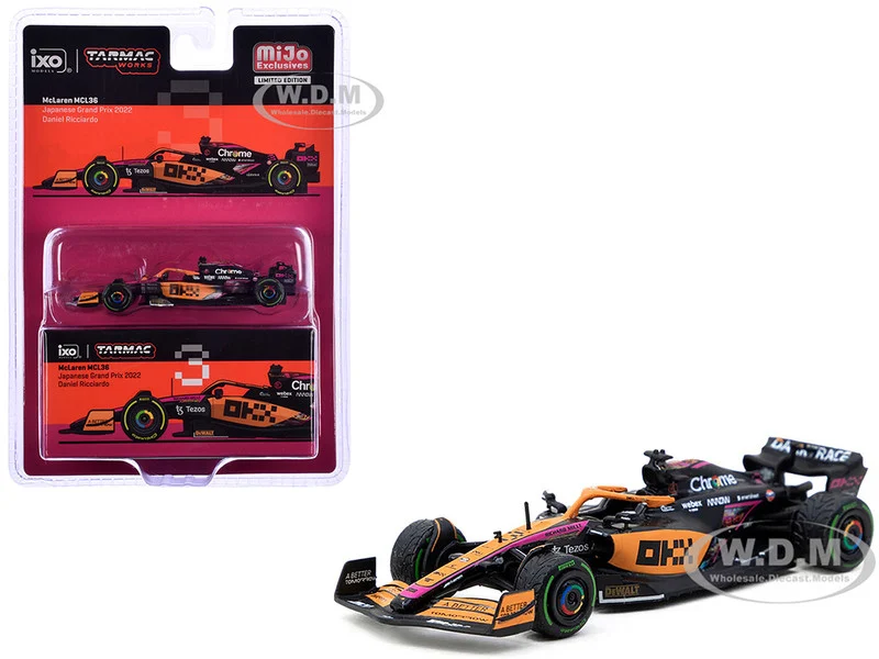 McLaren MCL36 #3 Daniel Ricciardo Formula One F1 "Japanese GP" (2022) "Global64" Series 1/64 Diecast Model Car by Tarmac Works - Formula 1 Models