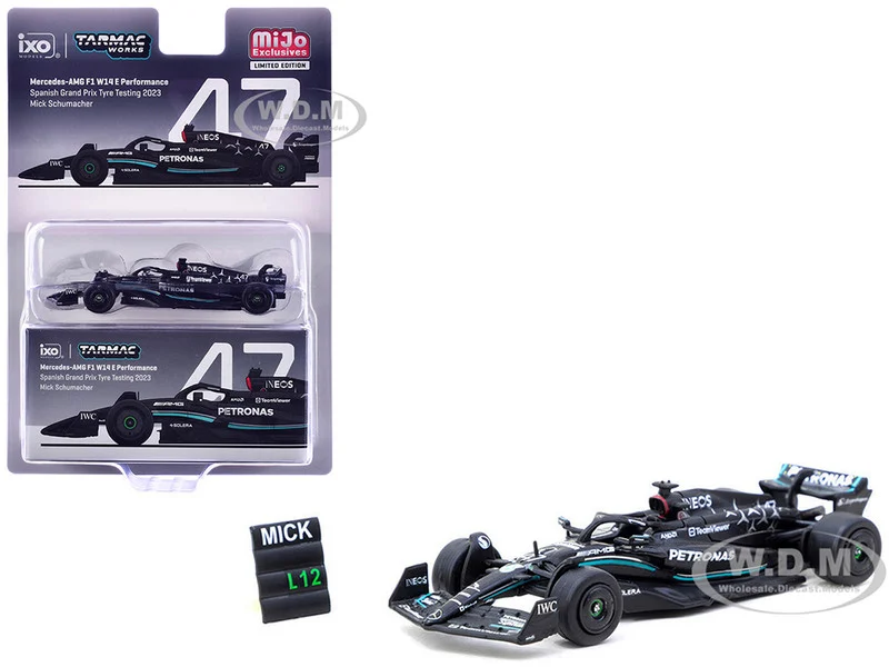 Mercedes-AMG F1 W14 E Performance #47 Mick Schumacher Formula One F1 "Spanish GP Tyre Testing" (2023) with Pit Board "Global64" Series 1/64 Diecast Model Car by Tarmac Works