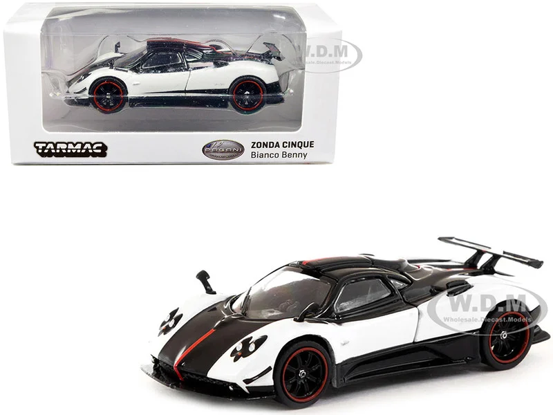 Pagani Zonda Cinque Bianco Benny White and Black "Global64" Series 1/64 Diecast Model Car by Tarmac Works - Pagani Models