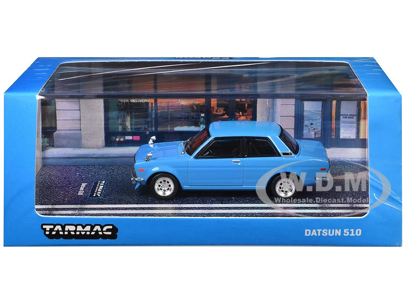 Datsun 510 Light Blue "Road64" Series 1/64 Diecast Model Car by Tarmac Works - Datsun Models