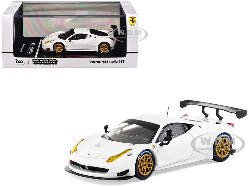Ferrari 458 Italia GT3 White with Gold Wheels "Road64" Series 1/64 Diecast Model Car by Tarmac Works - Ferrari Models