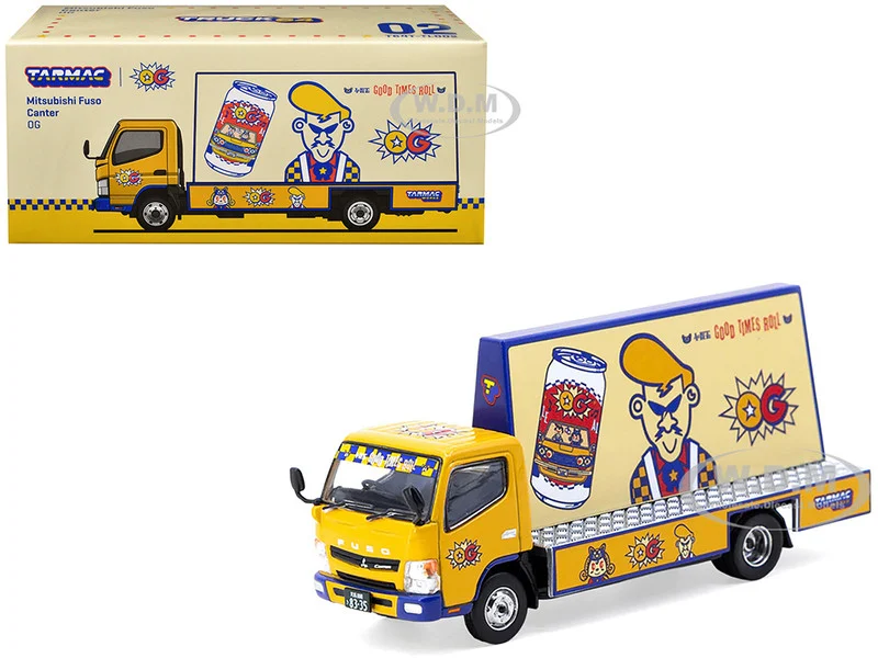 Mitsubishi Fuso Canter Mobile Ad Truck RHD (Right Hand Drive) "OG Beer" Yellow with Graphics "Truck64" Series 1/64 Diecast Model Car by Tarmac Works - Mitsubishi Models
