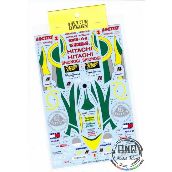 TABU Design 20049 1/20 Lotus Type 107C Full Sponsor Decals for Tamiya #20038 - Model Cars