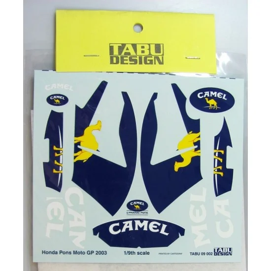 TABU Design 09002 1/9 Honda Pons Moto GP 2003 Sponsor 'Camel' Decal - Model Motorcycles