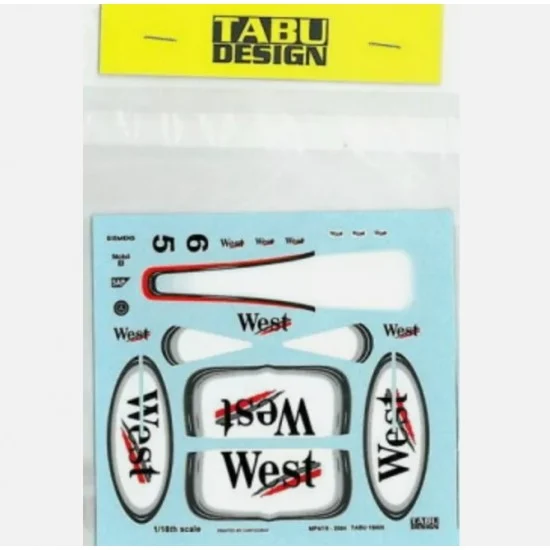 TABU Design 18005 1/18 McLaren MP4/19 Sponsor 'WEST' Decal for Hot Wheels - Model Cars