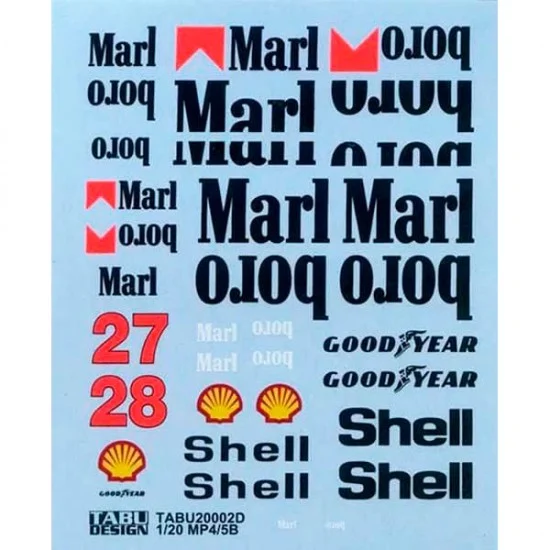TABU Design 20002D 1/20 MP4/5B Option Decal for Tamiya kits - Model Cars