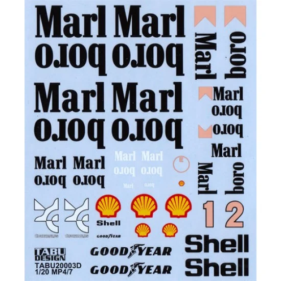 TABU Design 20003 1/20 MP4/7 Option Decal for Tamiya #20035/25171 - Model Cars