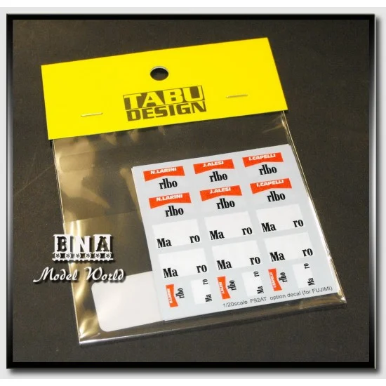 TABU Design 20061 1/20 F92AT Option Decals for Fujimi kit - Model Cars