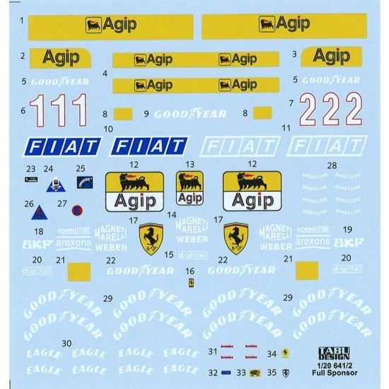TABU Design TABU20159 1/20 641/2 Full Sponsor Decal - Model Cars