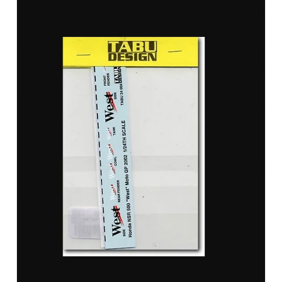 TABU Design 24004 1/24 Honda NSR 500 Moto GP 2002 Sponsor 'West' Decal - Model Motorcycles