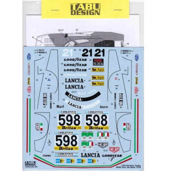 TABU Design 24018R 1/24 Stratos Turbo #598 Gilo de Italia Decal - Model Cars