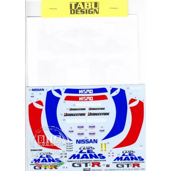 TABU Design 24022 1/24 Nissan GTR Club Le Mans 1995 Decals for Tamiya kit #24161 - Model Cars