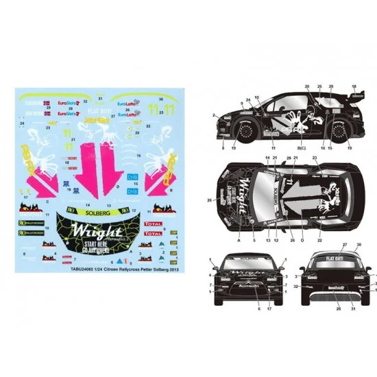 TABU Design 24065 1/24 Citroen DC3 WRX Rallycross Solberg 2013 Decal - Model Cars