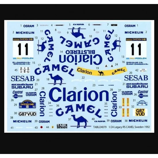 TABU Design 24079 1/24 Legacy RS Sweden 1992 Decal - Model Cars