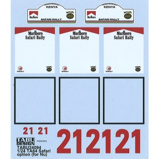 TABU Design TABU24094 1/24 TA64 Safari option Decal for NuNu kits - Model Cars