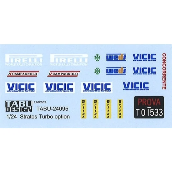 TABU Design TABU24095 1/24 Stratos Turbo option Decal for Tamiya kits - Model Cars