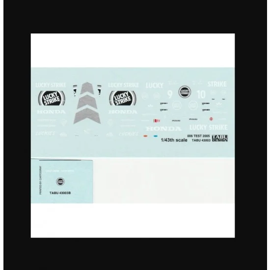 TABU Design 43003 1/43 BAR-Honda 006 Winter Test Car 2005 'LUCKY STRIKE' Decal