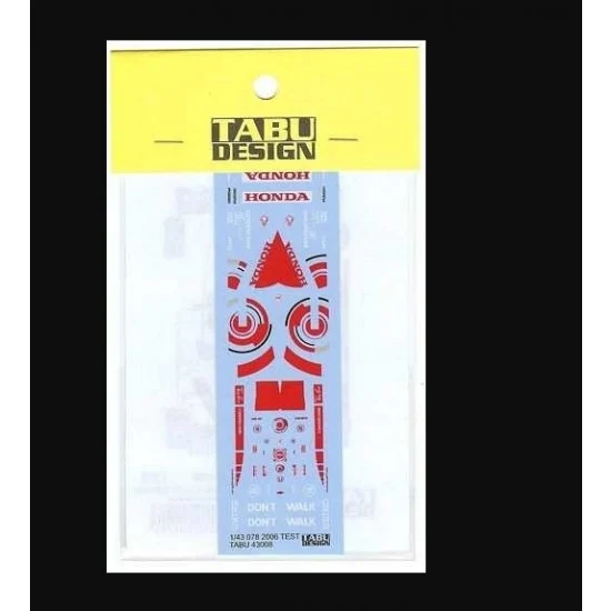 TABU Design 43008 1/43 Concept Car 078 TEST 2006 Decal - Model Cars