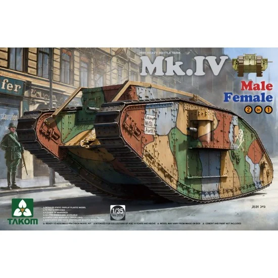 Takom 2076 1/35 WWI Heavy Battle Tank Mk.IV Male/Female (2 in 1) [Special Edition] - Military Vehicles & Tanks