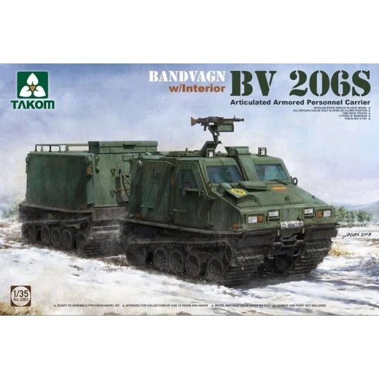 Takom 2083 1/35 Bandvagn BV 206S Articulated Armoured Personnel Carrier w/Interior - Military Vehicles & Tanks