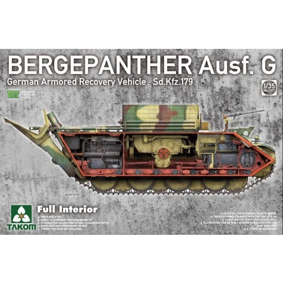 Takom 2107 1/35 German Armoured Recovery Vehicle SdKfz.179 Bergepanther Ausf.G [Full Interior] - Military Vehicles & Tanks