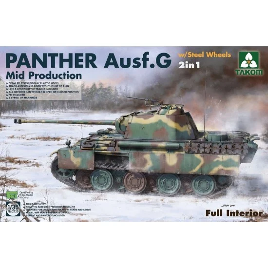 Takom 2120 1/35 Panther G Mid Production w/Steel Wheels - Military Vehicles & Tanks