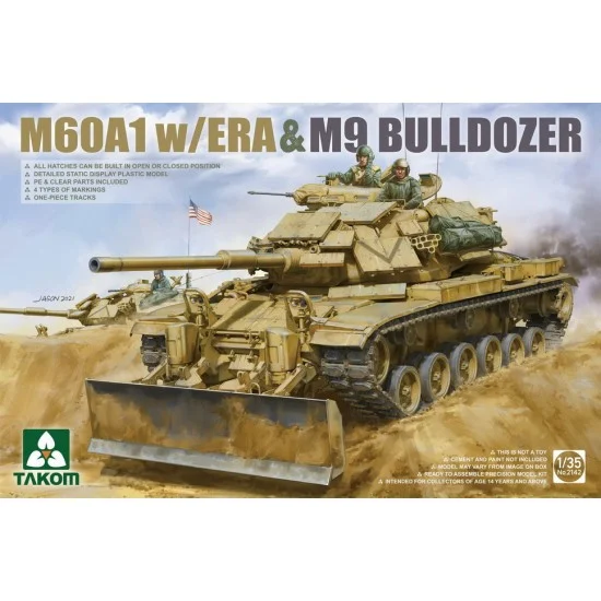 Takom 2142 1/35 M60A1 w/Era & M9 Bulldozer - Military Vehicles & Tanks