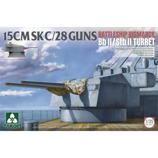 Takom 2147 1/35 Bismarck Bb II / Stb II Battleship Turret 15CMSK C/28 Guns - Model Ships & Boats