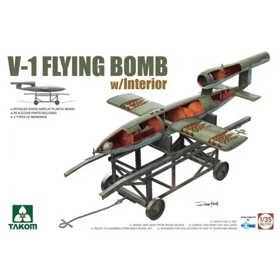 Takom 2151 1/35 V-1 Flying Bomb w/Interior & Transport Trolley