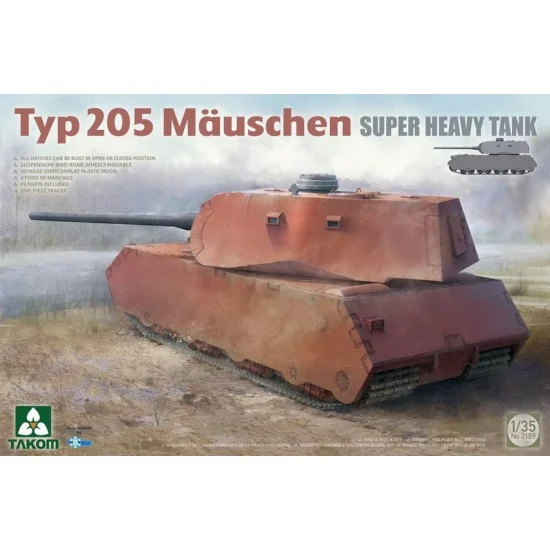 Takom 2159 1/35 Typ 205 Mauschen Super Heavy Tank - Military Vehicles & Tanks