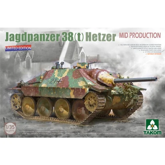 Takom 2171X 1/35 Jagdpanzer 38(t) Hetzer Mid Production - Military Vehicles & Tanks