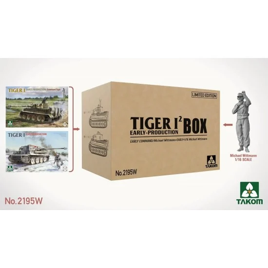 Takom 2195W 1/35 Tiger I Early Command and Early with 1/16 Wittmann Figure - Military Vehicles & Tanks