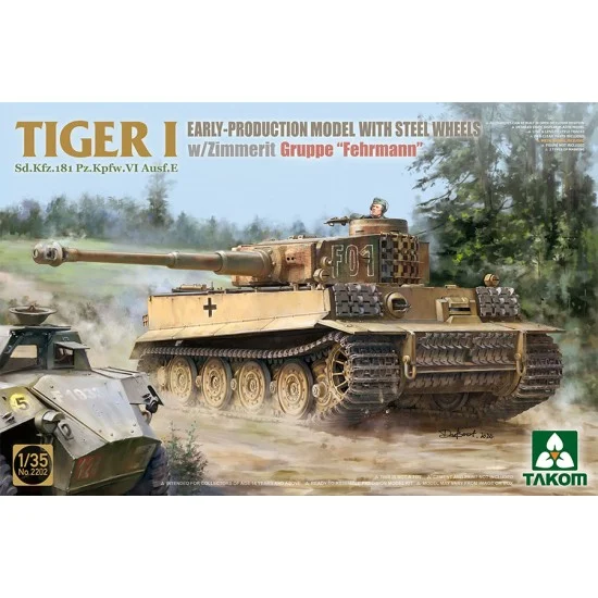 Takom 2202 1/35 Tiger I Sd.Kfz.181 Pz.Kpfw.VI Ausf.E Early w/Steel Wheels, Zimmerit Groppe Fehrmann - Military Vehicles & Tanks
