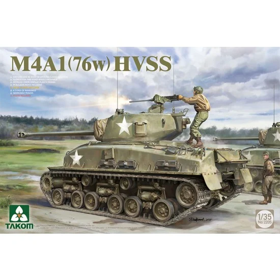 Takom 2205 1/35 M4A1(76)W HVSS Sherman Tank - Military Vehicles & Tanks