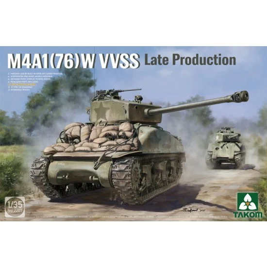 Takom 2207 1/35 M4A1(76)W VVSS Late Production Sherman Medium Tank - Military Vehicles & Tanks