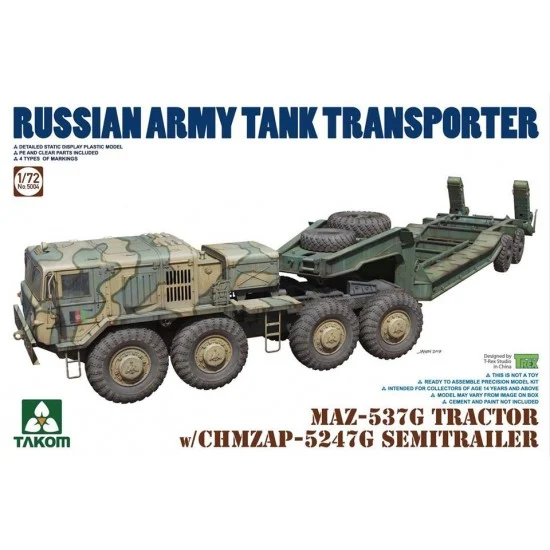 Takom 5004 1/72 Russian Tank Transporter MAZ-537G Tractor w/ChMZAP-5247G Semitrailer