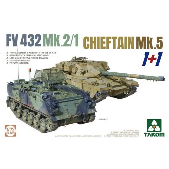 Takom 5008 1/72 FV 432 Mk.2/1 + Chieftain Mk.5 (1+1) - Military Vehicles & Tanks