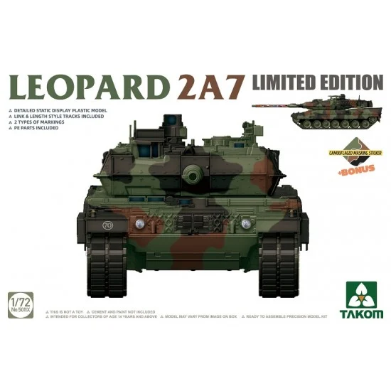 Takom 5011X 1/72 Leopard 2A7 Main Battle Tank - Military Vehicles & Tanks